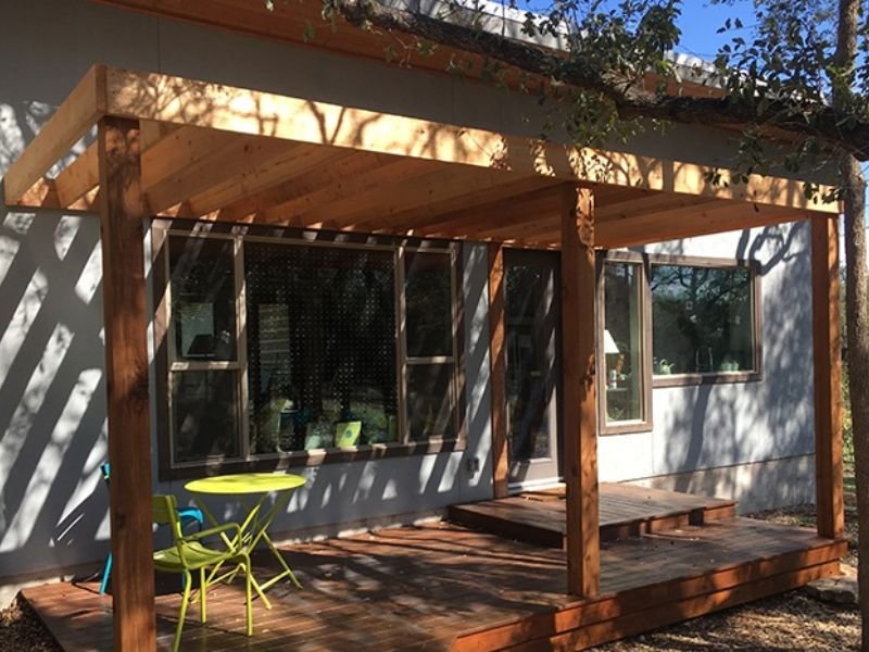shaded pergola backyard front