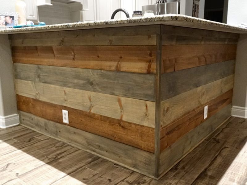 shiplap island stained wood