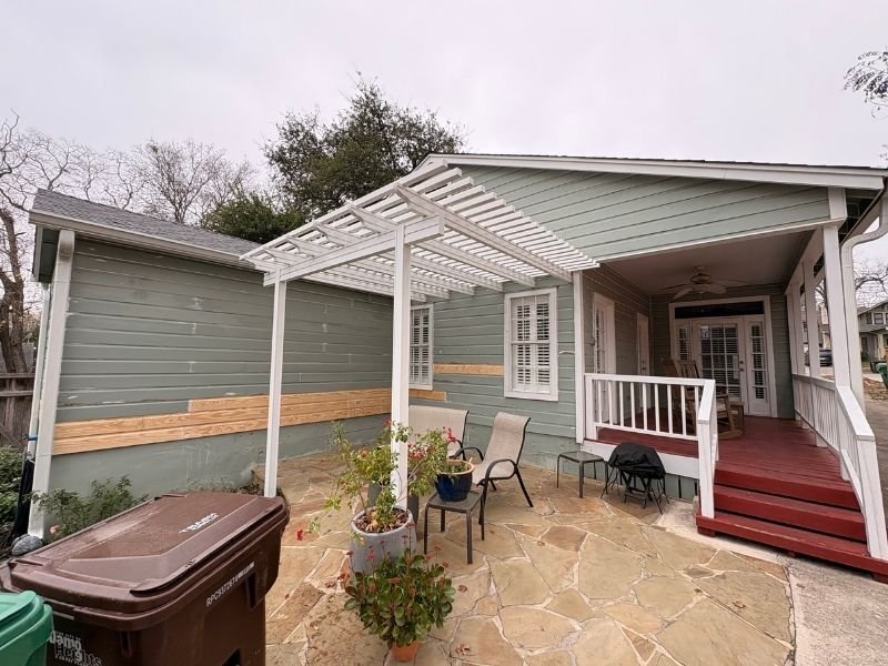 Front porch with pergola.