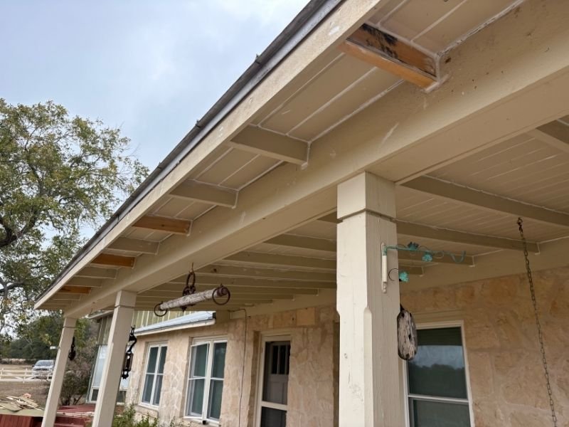 Porch ceiling and pillars.