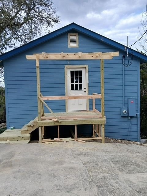 Wooden porch framing installation